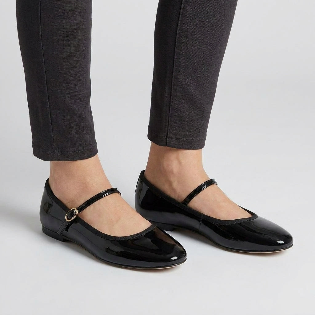 Mocassin Ballerine Vernis à Bout Rond
