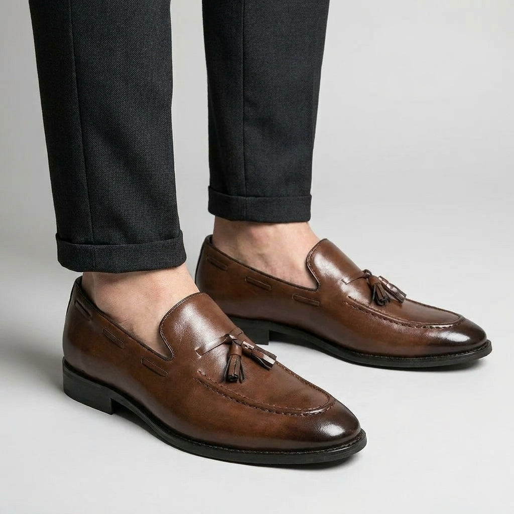 Mocassins à Glands Classiques en Cuir Lisse