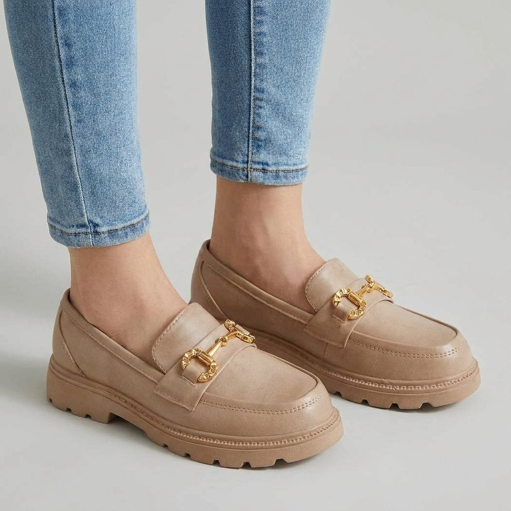 Mocassins pour Femme avec Chaîne Dorée