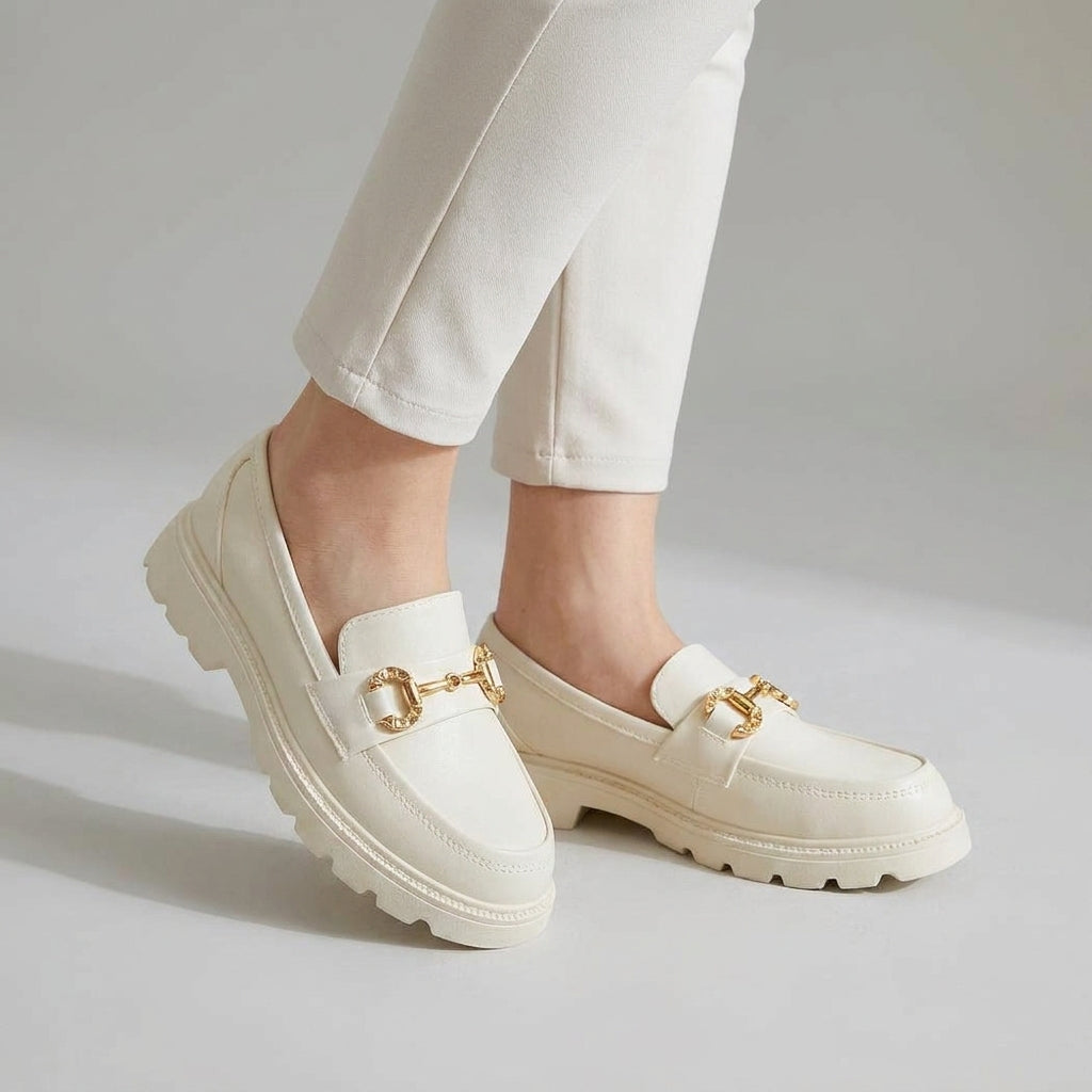Mocassins pour Femme avec Chaîne Dorée