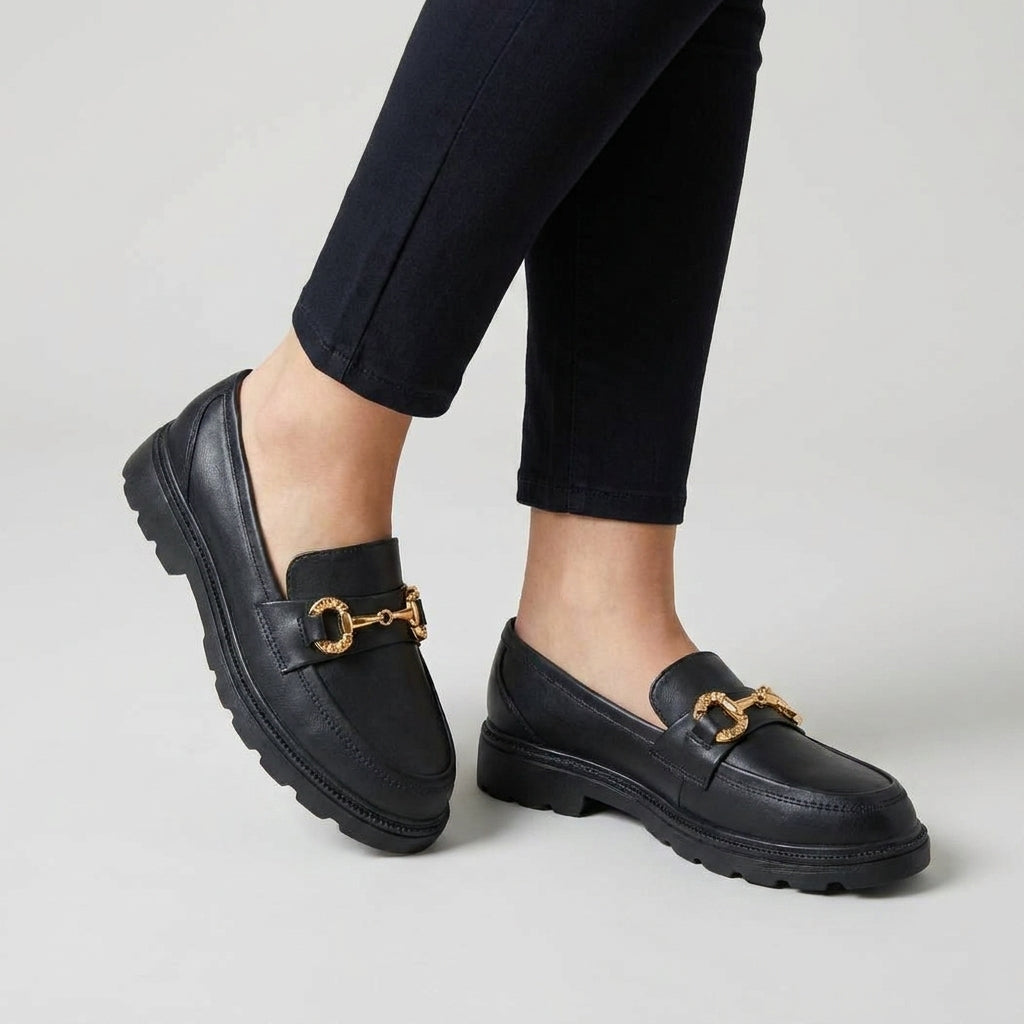 Mocassins pour Femme avec Chaîne Dorée