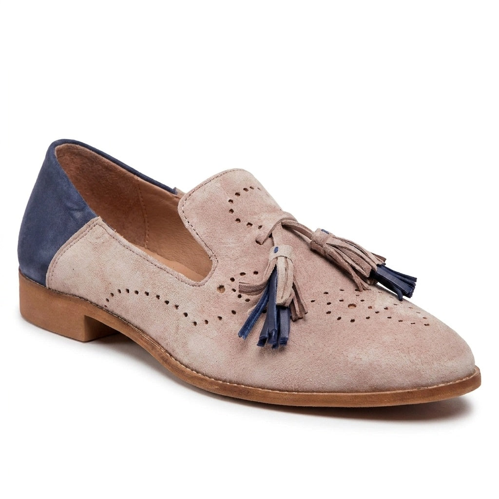 Mocassins pour Femme Rose et Bleu à Glands Image