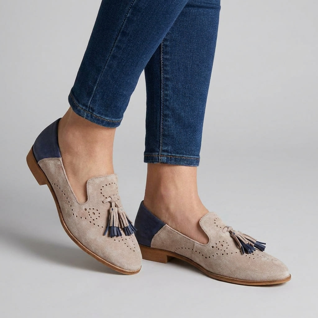 Mocassins pour Femme Rose et Bleu à Glands