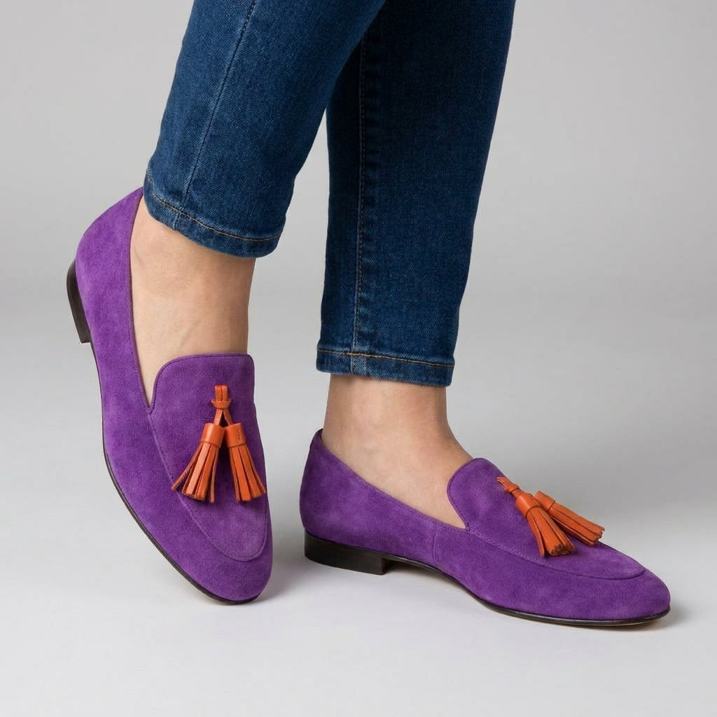 Mocassins pour Femme Colorés à Glands et Talons Plats