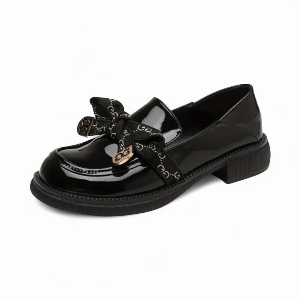 Mocassins pour Femme Plateforme Nœud Papillon Noir