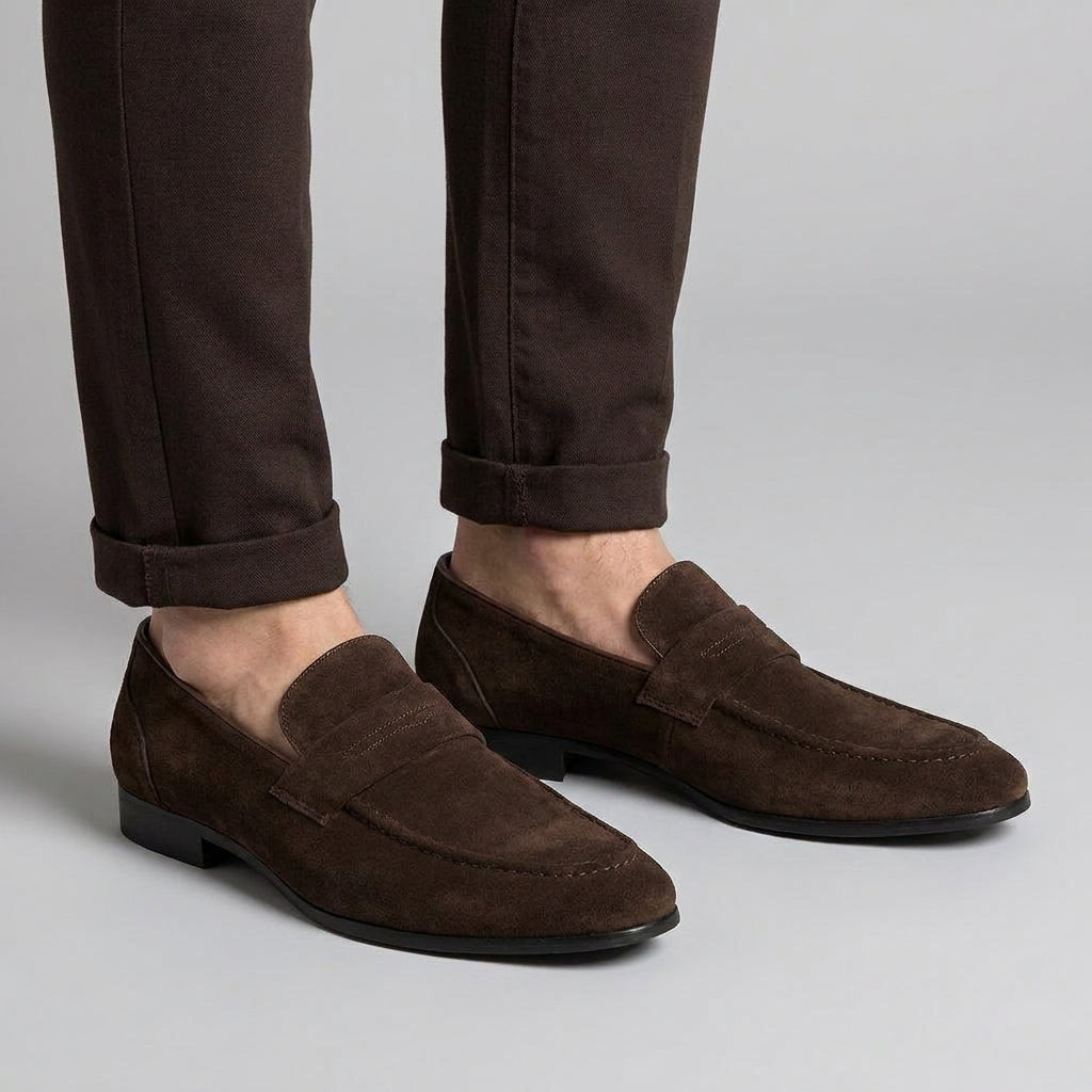 Mocassins pour Homme en Daim à Talon Carré